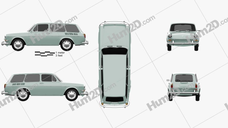 Volkswagen Type 3 (1600) variant 1965 car clipart