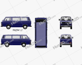 Volkswagen Transporter (T3) Passenger Van 1990 clipart