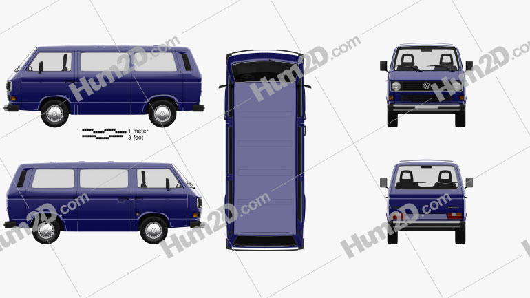 Volkswagen Transporter (T3) Passenger Van 1990 clipart