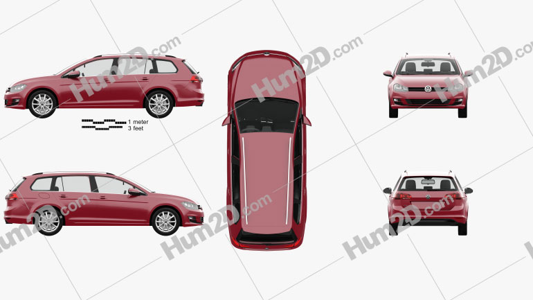 Volkswagen Golf variant with HQ interior 2014 car clipart