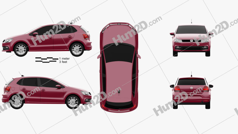 Volkswagen Polo de 5 portas 2014 car clipart