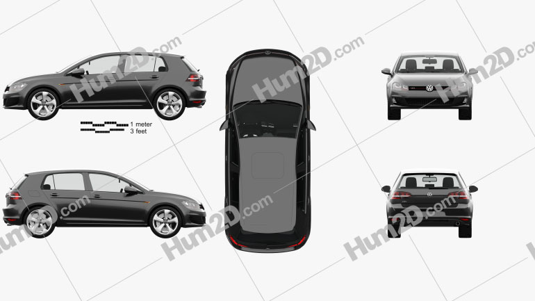 Volkswagen Golf GTI de 5 portas hatchback com interior HQ 2013 car clipart