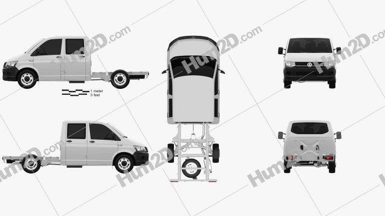 Volkswagen Transporter (T6) Cabina dupla Chassis 2016 clipart