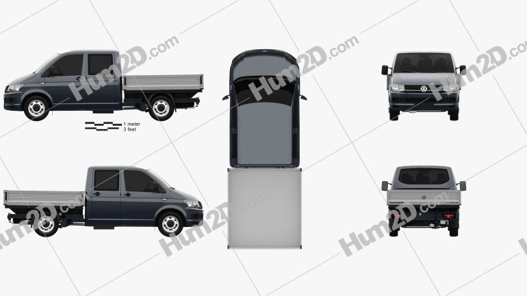 Volkswagen Transporter (T6) Double Cab Pickup 2016 clipart