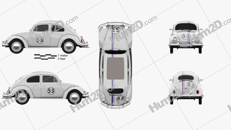 Volkswagen Beetle Herbie the Love Bug 1963 Blueprint