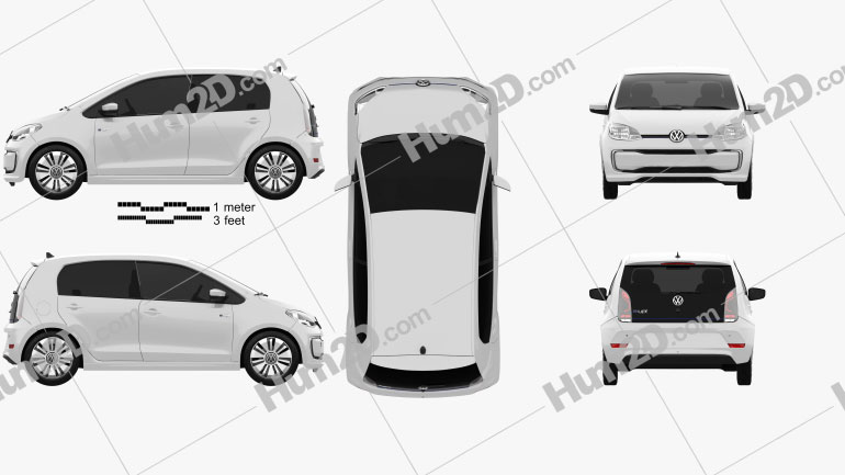 Volkswagen e-Up 5-door 2016 car clipart