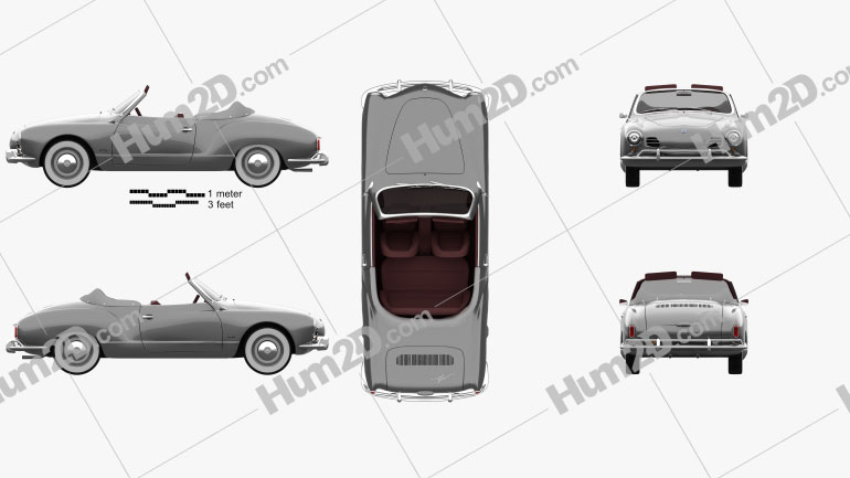 Volkswagen Karmann Ghia convertible 1958 car clipart