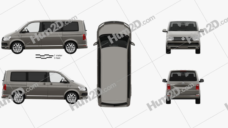 Volkswagen Transporter (T6) Multivan with HQ interior 2016 Clipart Image