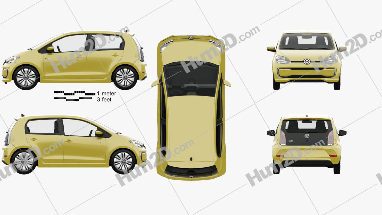 Volkswagen e-Up 5-door with HQ interior 2016 car clipart