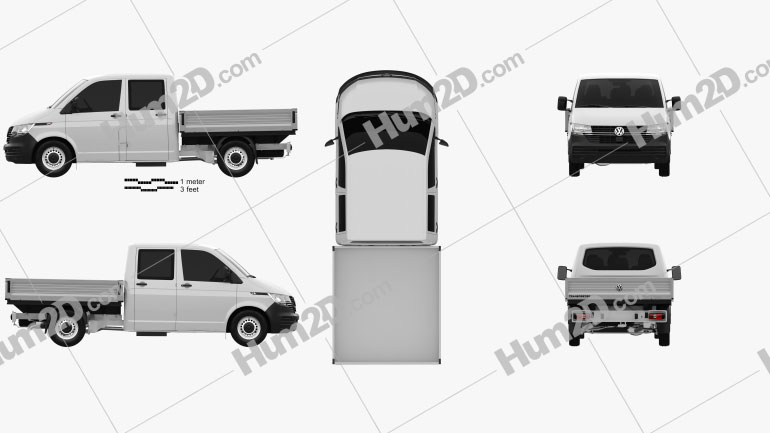 Volkswagen Transporter Double Cab Pickup 2019 car clipart