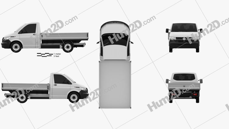 Volkswagen Transporter (T6) Single Cab Pickup L2 2019 Blueprint