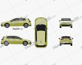 Volkswagen Golf Style de 5 portas hatchback 2020 car clipart