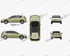 Volkswagen Golf R-Line 5-door hatchback 2020 car clipart