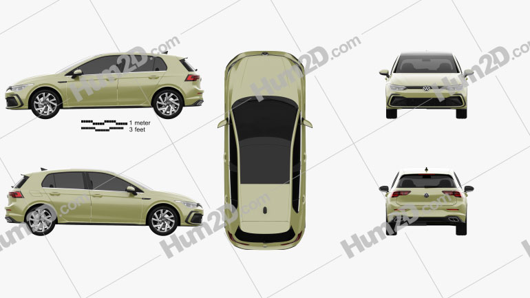 Volkswagen Golf R-Line de 5 portas hatchback 2020 car clipart