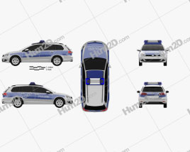 Volkswagen Golf variant Police Germany 2015 car clipart