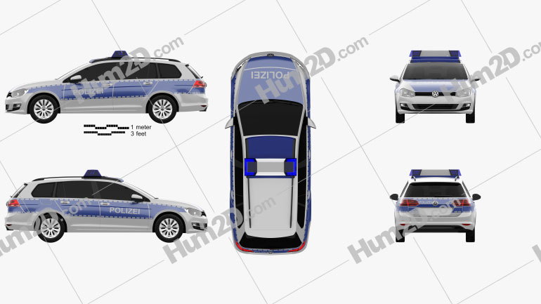 Volkswagen Golf variant Polizei Germany 2015 car clipart
