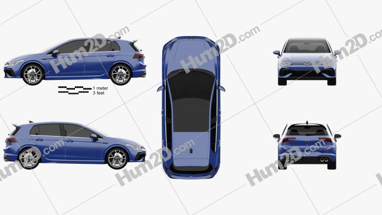Volkswagen Golf R-Line 5-door hatchback 2022 car clipart