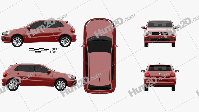 Volkswagen Gol hatchback 2018 car clipart