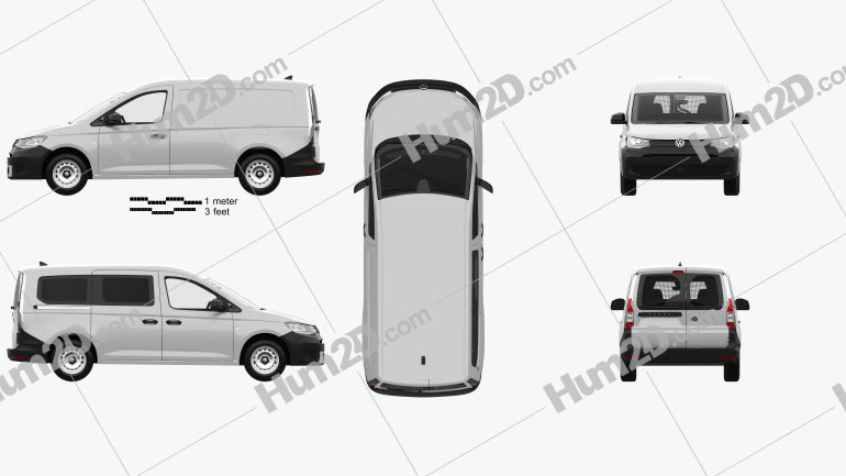 Volkswagen Caddy Maxi Panel Van with HQ interior 2020 clipart