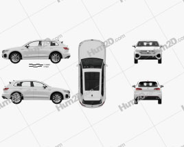 Volkswagen Touareg R-Line with HQ interior and engine 2018 car clipart
