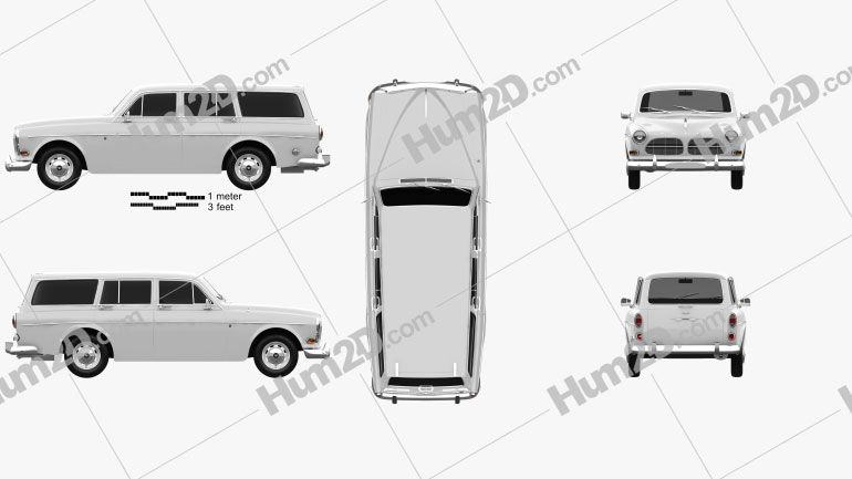 Volvo Amazon wagon 1961 car clipart