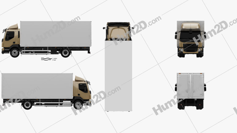 Volvo FL Box Truck 2013 Clipart Image