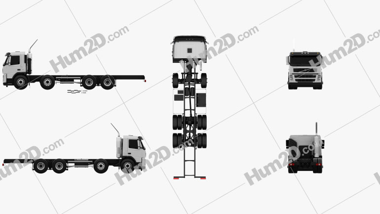 Volvo FM Chassis Truck 4-axle 2010 Blueprint