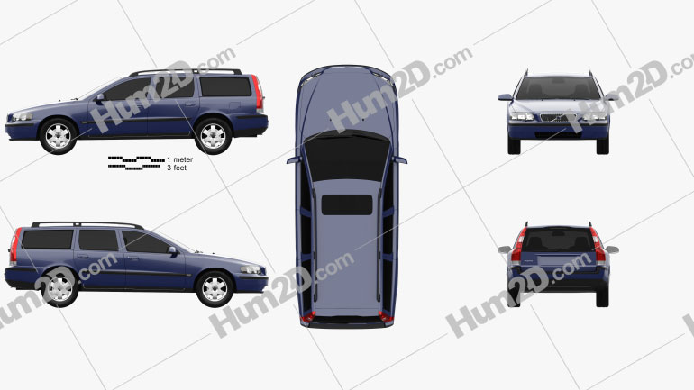 Volvo V70 2000 car clipart