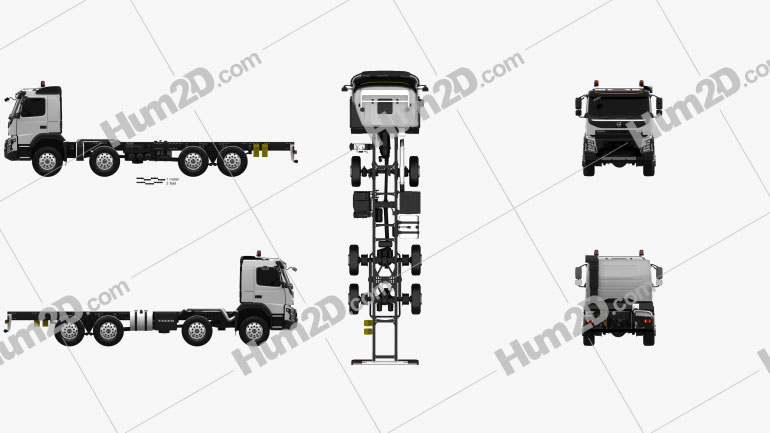 Volvo FMX Chassis Truck 4-axle 2013 Blueprint