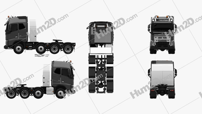 Volvo FH 750 Globetrotter Cab Tractor Truck 4-axle 2014 clipart