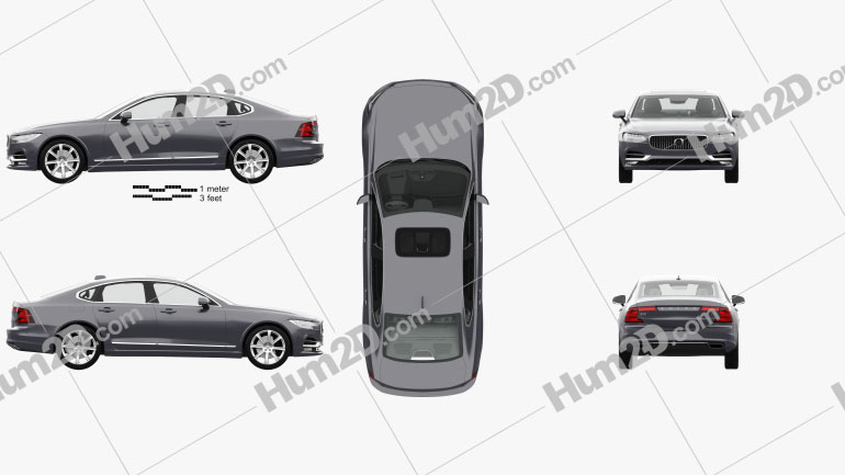 Volvo S90 with HQ interior 2017 car clipart