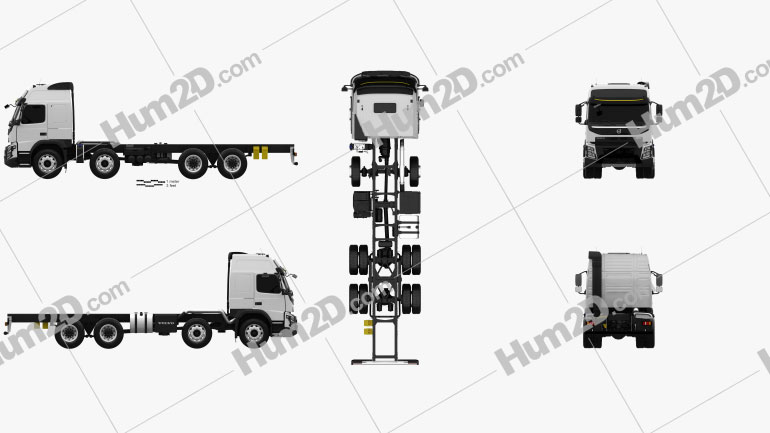 Volvo FMX Globetrotter Cab Chassis Truck 4-axle 2013 Blueprint