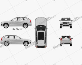 Volvo XC90 T8 with HQ interior and Engine 2015 car clipart