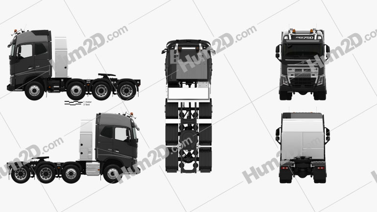 Volvo FH Globetrotter Cab Tractor Truck 4-axle with HQ interior 2014 PNG Clipart