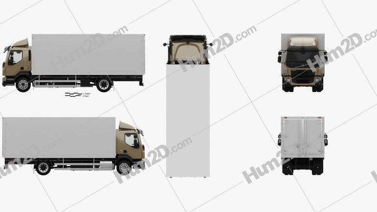 Volvo FL Box Truck with HQ interior 2013 clipart