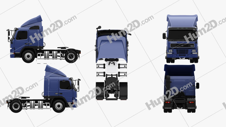 Volvo FM12 420 Sleeper Cab Tractor Truck 1998 Blueprint