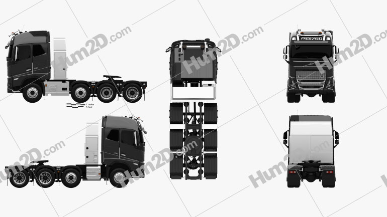 Volvo FH16 Globetrotter Cab Tractor Truck 4-axle 2020 clipart