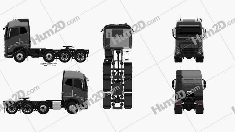 Volvo FH Globetrotter Cab Tractor Truck 4-axle 2020 PNG Clipart