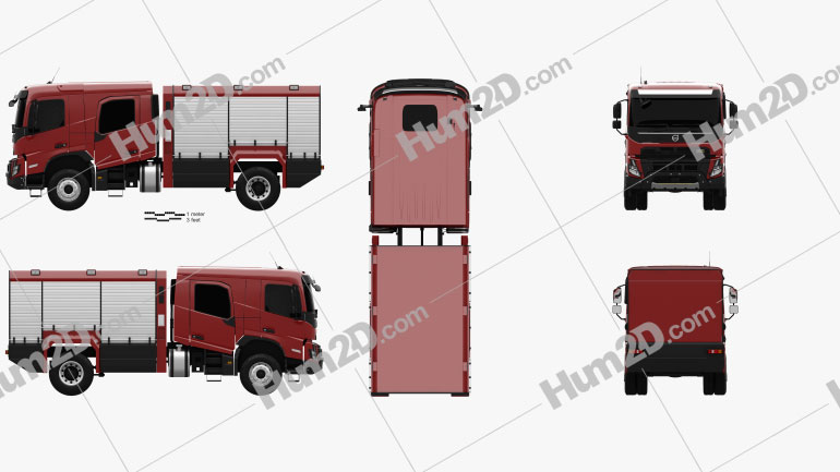 Volvo FMX Crew Cab Fire Truck 2020 Blueprint