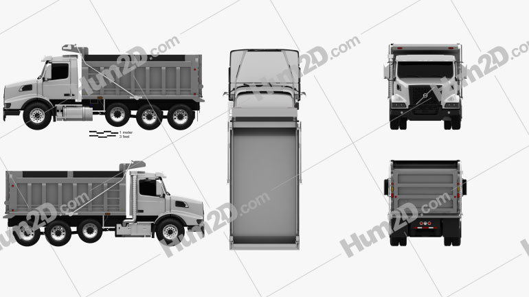 Volvo VHD Dump Truck 4-axle 2020 Clipart Image
