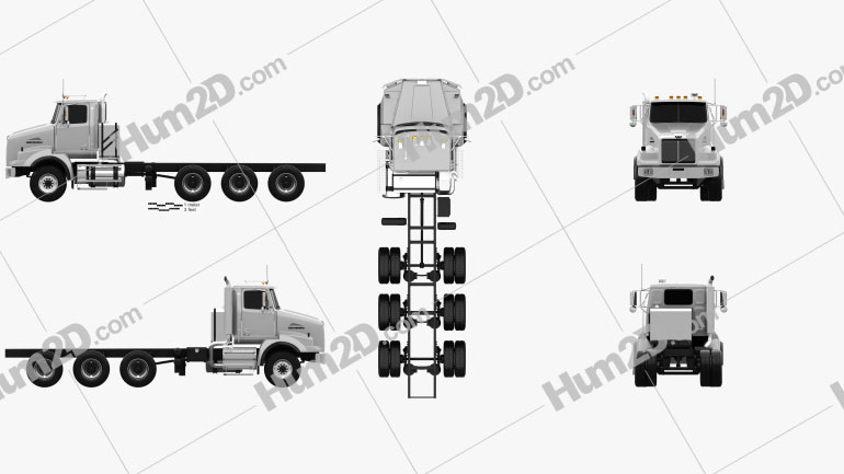 Western Star 4800 SB Day Cab Chassis Truck 2008 Clipart Image