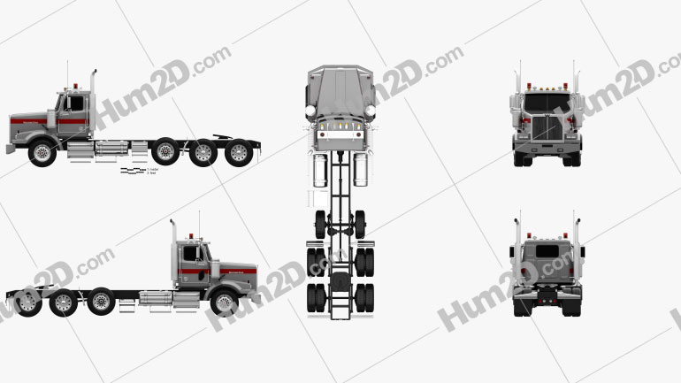 Western Star 4900 SB Day Cab Tractor Truck 2008 clipart