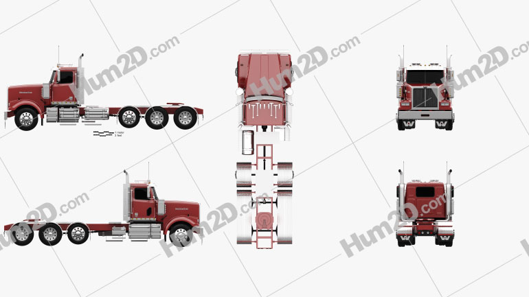 Western Star 4900 SF Day Cab Tractor Truck 2008 clipart