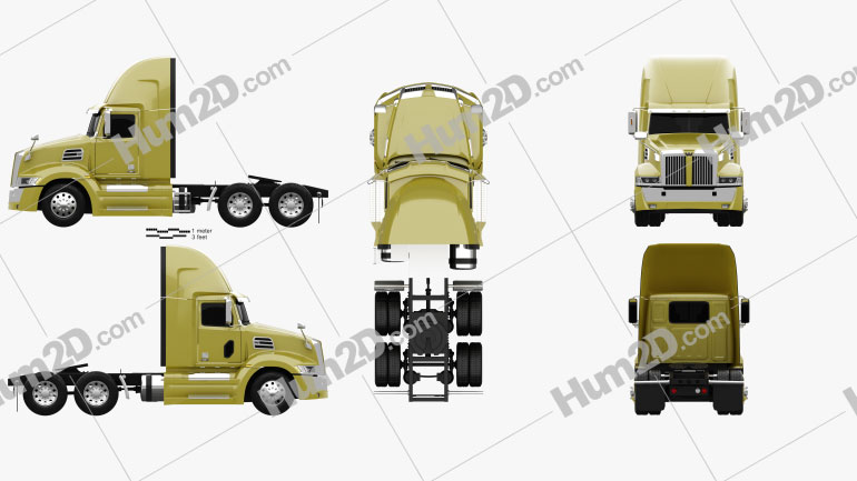 Western Star 5700XE Day Cab Tractor Truck 2014 Blueprint