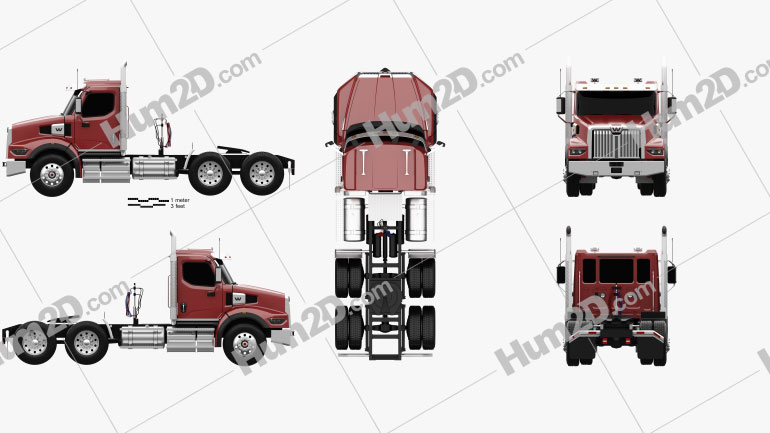 Western Star 49X SB Day Cab Tractor Truck 2020 Blueprint