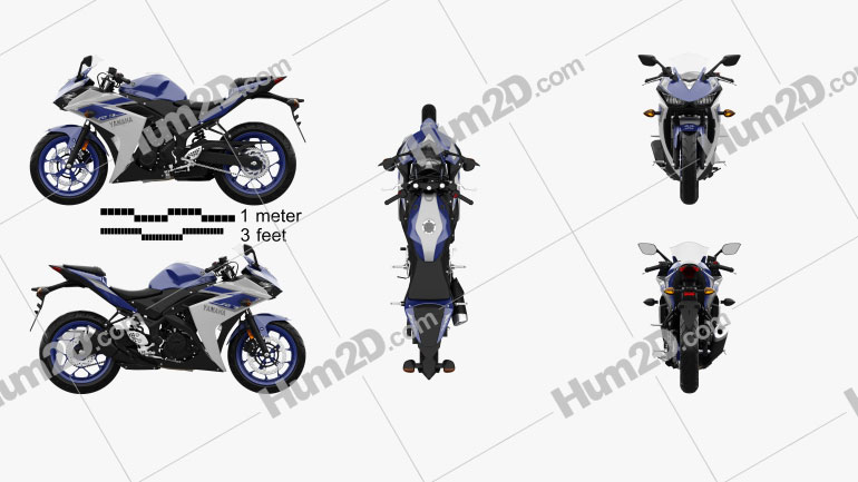 Yamaha YZF-R3 2015 Moto clipart