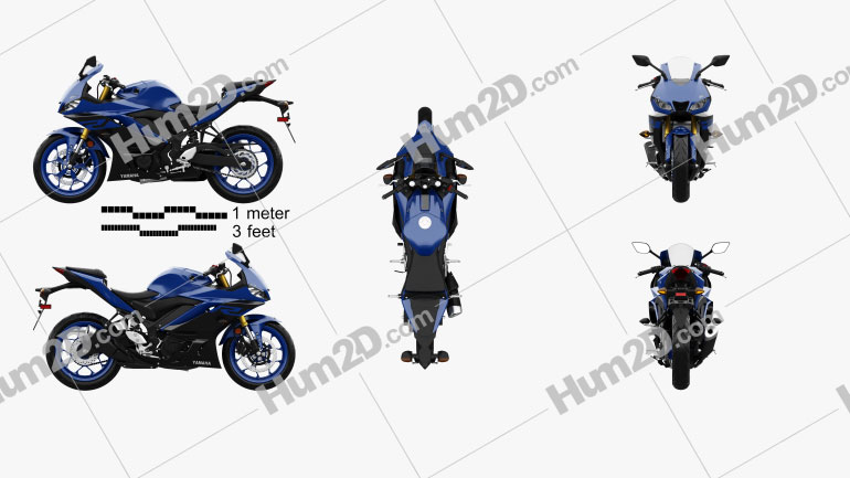 Yamaha YZF-R3 2019 Moto clipart
