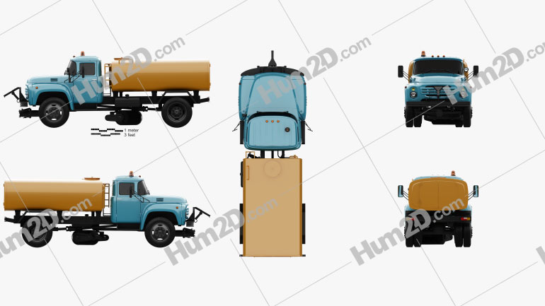 ZIL 130 Street Cleaner Truck 1964 Blueprint