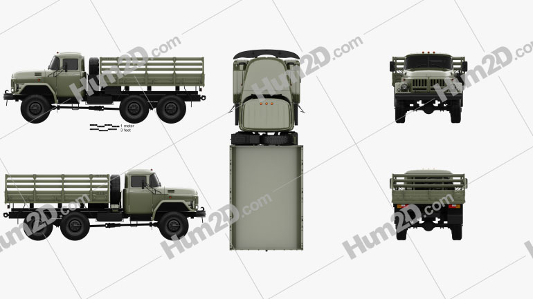 ZIL 131 Flatbed Truck 1966 clipart