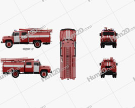 ZIL 130 Fire Truck 1970 clipart